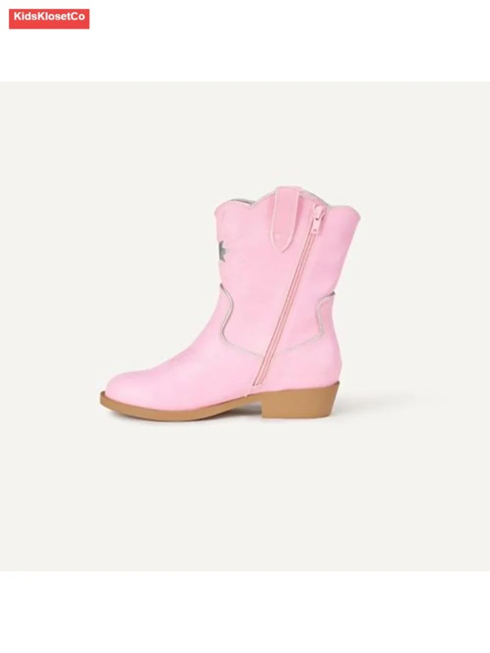 Western Cowgirl Boots Faux Leather Pull-On Block Heel